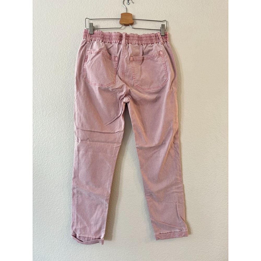 PAIGE Women's Christy High Rise Pants 29 Pink Drawstring Tapered Cropped Stretch - Picture 6 of 14